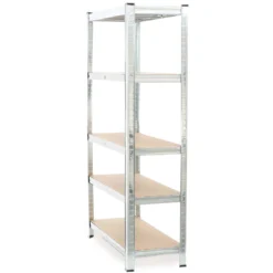 Wiltec Schwerlastregal 90x40x180cm, Gesamtlast 875kg, Steckregal verzinkt aus Stahl, Lastenregal mit 5 Ablagen, Werkstattregal