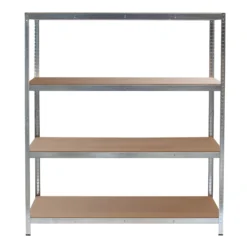 Wiltec Schwerlastregal 160x60x180cm, 175kg/Ablage, Steckregal verzinkt aus Stahl, Lastenregal mit 4 Ablagen, Werkstattregal