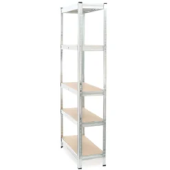 Wiltec Schwerlastregal 75x30x174cm, Gesamtlast 875kg, Steckregal verzinkt aus Stahl, Lastenregal mit 5 Ablagen, Werkstattregal