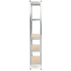 Wiltec Schwerlastregal 75x30x174cm, Gesamtlast 875kg, Steckregal verzinkt aus Stahl, Lastenregal mit 5 Ablagen, Werkstattregal