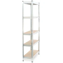 Wiltec Schwerlastregal 75x30x174cm, Gesamtlast 875kg, Steckregal verzinkt aus Stahl, Lastenregal mit 5 Ablagen, Werkstattregal