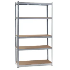 Wiltec Schwerlastregal 100x60x200cm, 200kg/Ablage, Steckregal verzinkt aus Stahl, Lastenregal mit 5 Ablagen, Werkstattregal