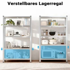Wiltec Schwerlastregal 120x40x180cm, Gesamtlast 875kg, Steckregal verzinkt aus Stahl, Lastenregal mit 5 Ablagen, Werkstattregal
