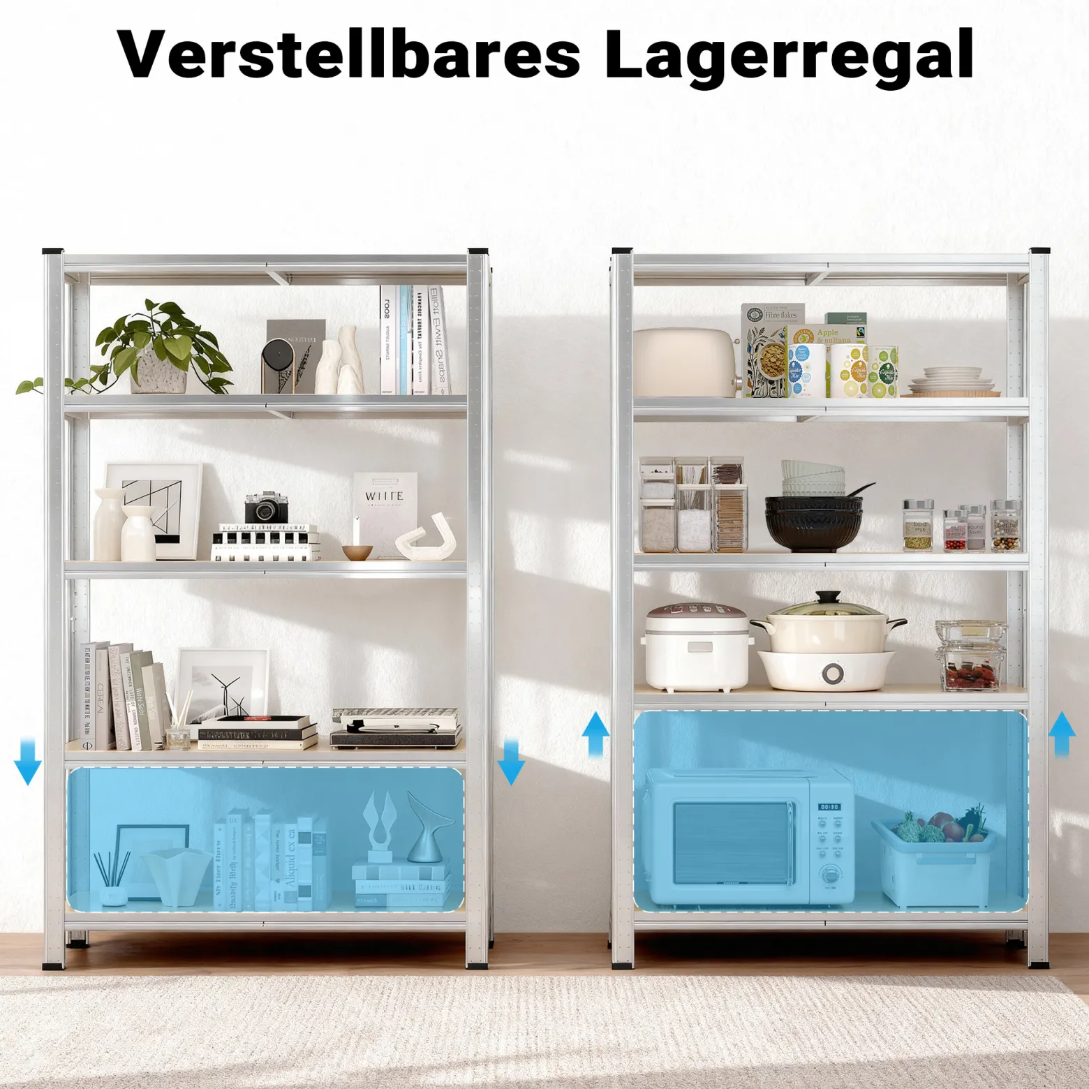 Wiltec Schwerlastregal 120x40x180cm, Gesamtlast 875kg, Steckregal verzinkt aus Stahl, Lastenregal mit 5 Ablagen, Werkstattregal