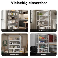 Wiltec Schwerlastregal 120x40x180cm, Gesamtlast 875kg, Steckregal verzinkt aus Stahl, Lastenregal mit 5 Ablagen, Werkstattregal