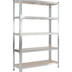 Wiltec Schwerlastregal 120x40x180cm, Gesamtlast 875kg, Steckregal verzinkt aus Stahl, Lastenregal mit 5 Ablagen, Werkstattregal