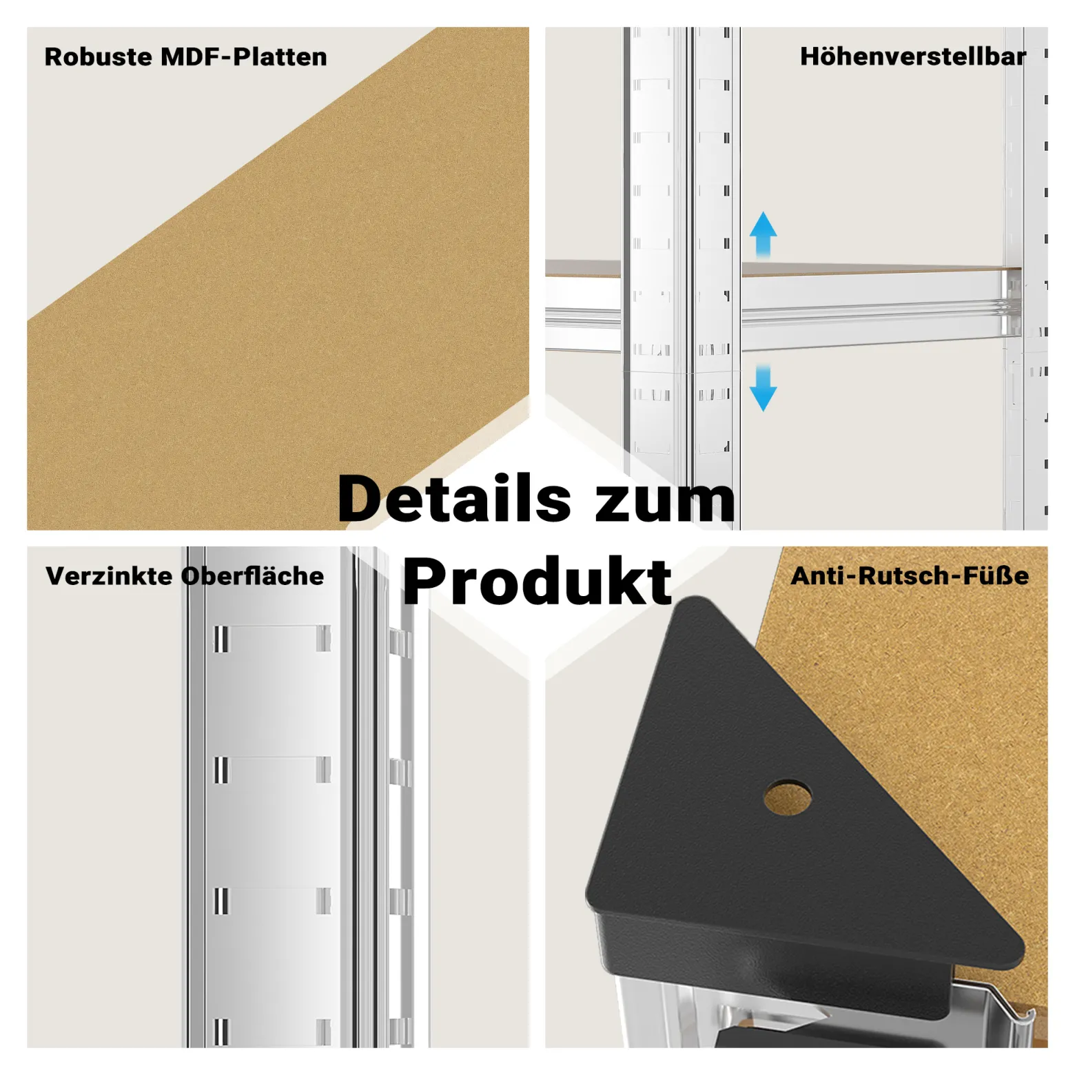 Wiltec Schwerlastregal 120x40x180cm, Gesamtlast 875kg, Steckregal verzinkt aus Stahl, Lastenregal mit 5 Ablagen, Werkstattregal