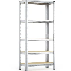 Wiltec Schwerlastregal 75x30x154cm, Gesamtlast 875kg, Steckregal verzinkt aus Stahl, Lastenregal mit 5 Ablagen, Werkstattregal