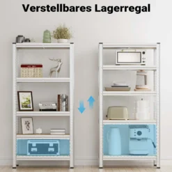 Wiltec Schwerlastregal 75x30x154cm, Gesamtlast 875kg, Steckregal verzinkt aus Stahl, Lastenregal mit 5 Ablagen, Werkstattregal