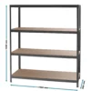 Wiltec Schwerlastregal 160x60x180cm, 175kg/Ablage, Steckregal schwarz aus Stahl, Lastenregal mit 4 Ablagen, Werkstattregal