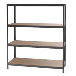 Wiltec Schwerlastregal 160x60x180cm, 175kg/Ablage, Steckregal schwarz aus Stahl, Lastenregal mit 4 Ablagen, Werkstattregal