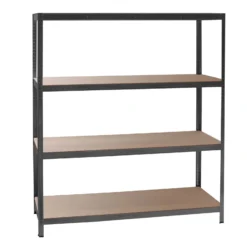 Wiltec Schwerlastregal 160x60x180cm, 175kg/Ablage, Steckregal schwarz aus Stahl, Lastenregal mit 4 Ablagen, Werkstattregal