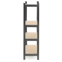 Wiltec Schwerlastregal 160x60x180cm, 175kg/Ablage, Steckregal schwarz aus Stahl, Lastenregal mit 4 Ablagen, Werkstattregal
