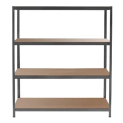 Wiltec Schwerlastregal 160x60x180cm, 175kg/Ablage, Steckregal schwarz aus Stahl, Lastenregal mit 4 Ablagen, Werkstattregal