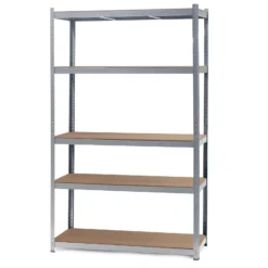 Wiltec Schwerlastregal 120x50x204cm, 200kg/Ablage, Steckregal verzinkt aus Stahl, Lastenregal mit 5 Ablagen, Werkstattregal