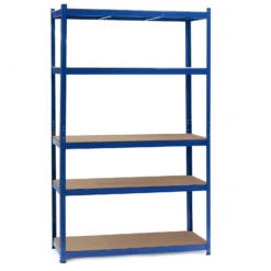Wiltec Schwerlastregal 120x50x204cm, 200kg/Ebene, Steckregal blau, Lastenregal mit 5 Ablagen, Werkstattregal