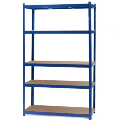 Wiltec Schwerlastregal 120x50x204cm, 200kg/Ebene, Steckregal blau, Lastenregal mit 5 Ablagen, Werkstattregal