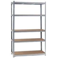 Wiltec Schwerlastregal 120x60x204cm, 200kg/Ablage, Steckregal verzinkt aus Stahl, Lastenregal mit 5 Ablagen, Werkstattregal