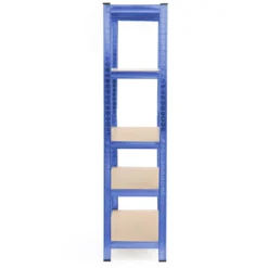 Wiltec Schwerlastregal 120x60x204cm, 200kg/Ebene, Steckregal blau, Lastenregal mit 5 Ablagen, Werkstattregal