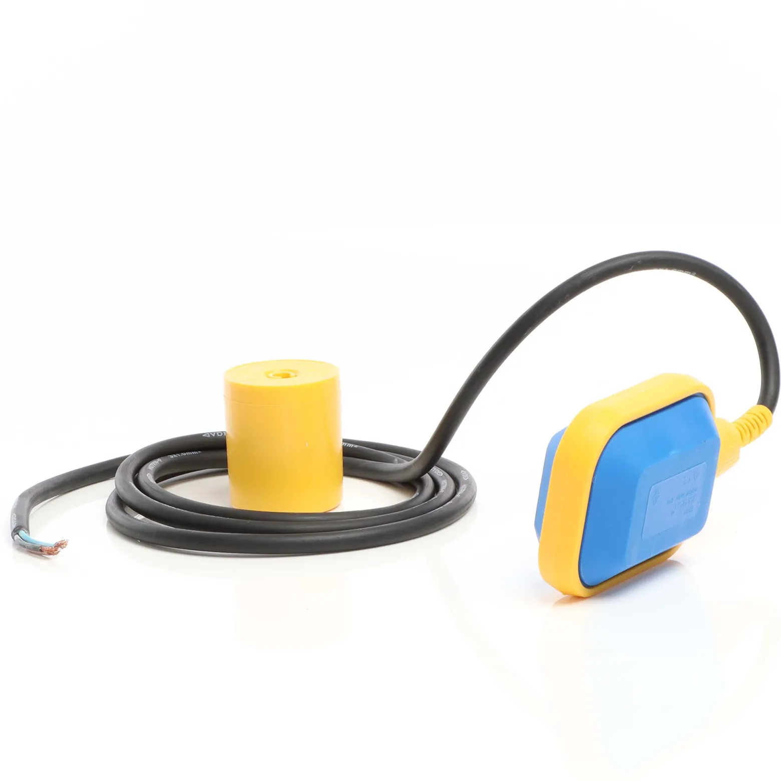 Wiltec Schwimmerschalter für Pumpen, 230VAC 16A, Pegelschalter für Tauchpumpen, Wechsler mit 2 m Kabel