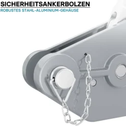Wiltec Seilzug bis 1600 kg Seilwinde mit 20 m Seil, Handseilwinde mit Ø 11 mm Stahl-Seil, Forstseilwinde mit Abscherstift, Handseilzug mit Lasthaken