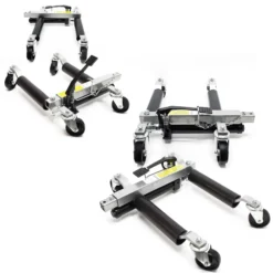 Wiltec Set Aufbewahrung für 4x Pkw Rangierhilfe und 4x Wagenheber, Rack Rollbar, Rangierheber hydraulisch je 680kg Tragkraft bis 30cm Reifenbreite