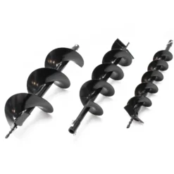 Wiltec Set Benzin Erdlochbohrer mit 100, 150, 200 mm Bohrschnecke, 2,2 kW 3 PS 63,3ccm Pfahlbohrer Pflanzenbohrer