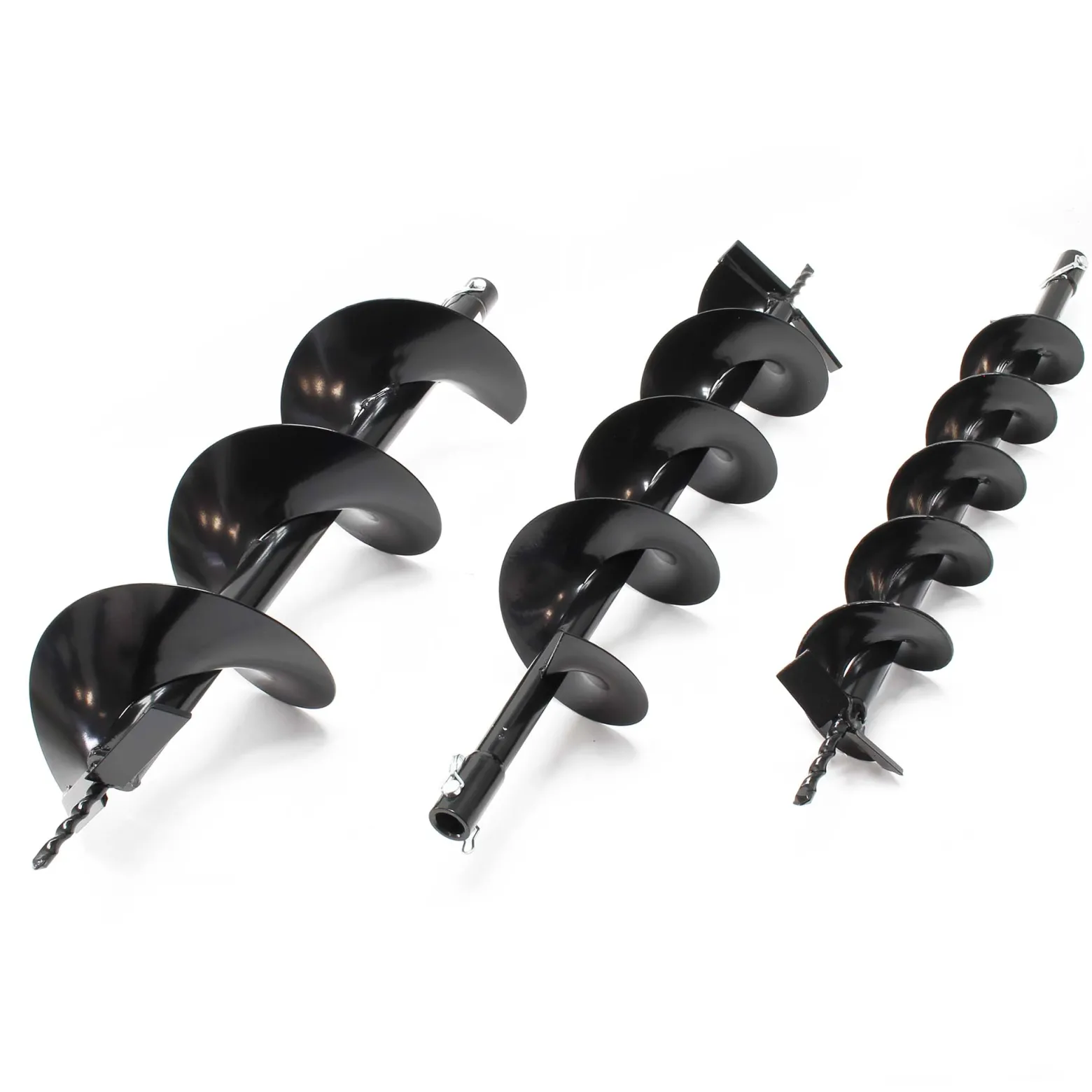 Wiltec Set Benzin Erdlochbohrer mit 100, 150, 200 mm Bohrschnecke, 2,2 kW 3 PS 63,3ccm Pfahlbohrer Pflanzenbohrer