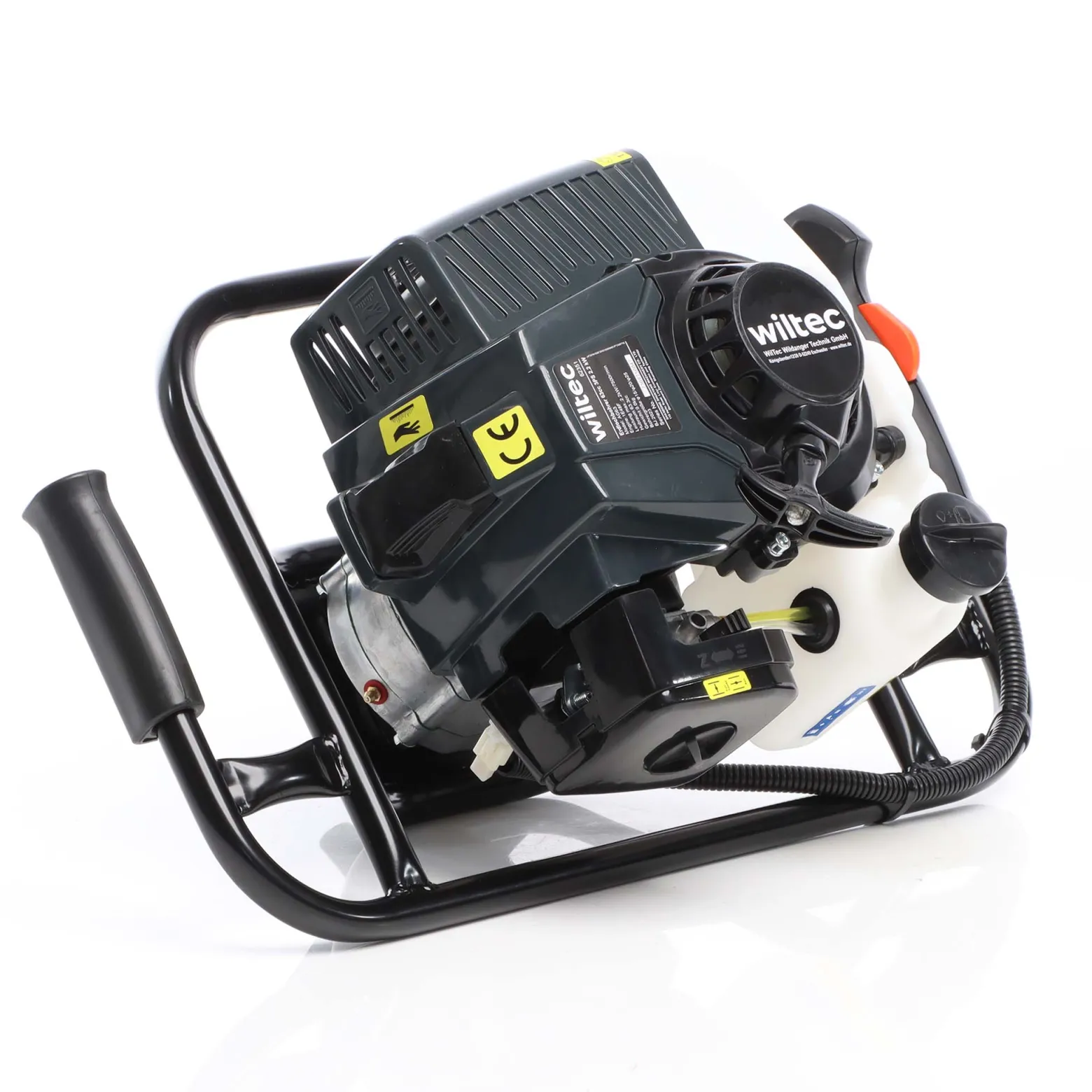 Wiltec Set Benzin Erdlochbohrer mit 100, 150, 200 mm Bohrschnecke, 2,2 kW 3 PS 63,3ccm Pfahlbohrer Pflanzenbohrer