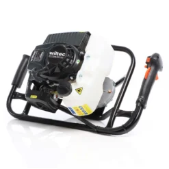 Wiltec Set Benzin Erdlochbohrer mit 250, 300 mm Bohrschnecke, 2,2 kW 3 PS 63,3ccm Pfahlbohrer Pflanzenbohrer