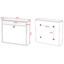 Wiltec Set Briefkasten V12 Anthrazit 360 x 115 x 320 mm mit Ständer, Wandbriefkasten mit Schloss, Sichtfenstern und Namensschild, Postkasten aus Stahl galvanisiert
