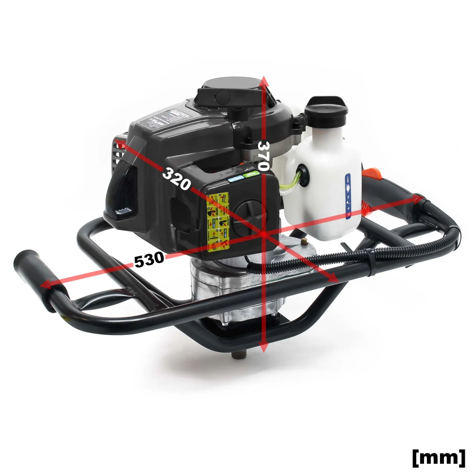 Wiltec Set Erdlochbohrer 2,2 kW 63 ccm und 300 mm Bohrschnecke, Erdbohrer mit 2 Takt Benzinmotor, Pfahlbohrer Motorerdbohrer für saubere Bohrungen