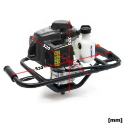 Wiltec Set Erdlochbohrer 2,2 kW 63 ccm und 250 mm Bohrschnecke, Erdbohrer mit 2 Takt Benzinmotor, Pfahlbohrer Motorerdbohrer für saubere Bohrungen