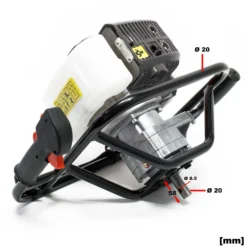 Wiltec Set Erdlochbohrer mit 1,4kW und 52cm³ Benzinmotor, inklusive 100mm, 150mm und 200mm Bohrschnecken