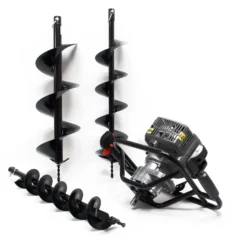Wiltec Set Erdlochbohrer mit 1,4kW und 52cm³ Benzinmotor, inklusive 100mm, 150mm und 200mm Bohrschnecken