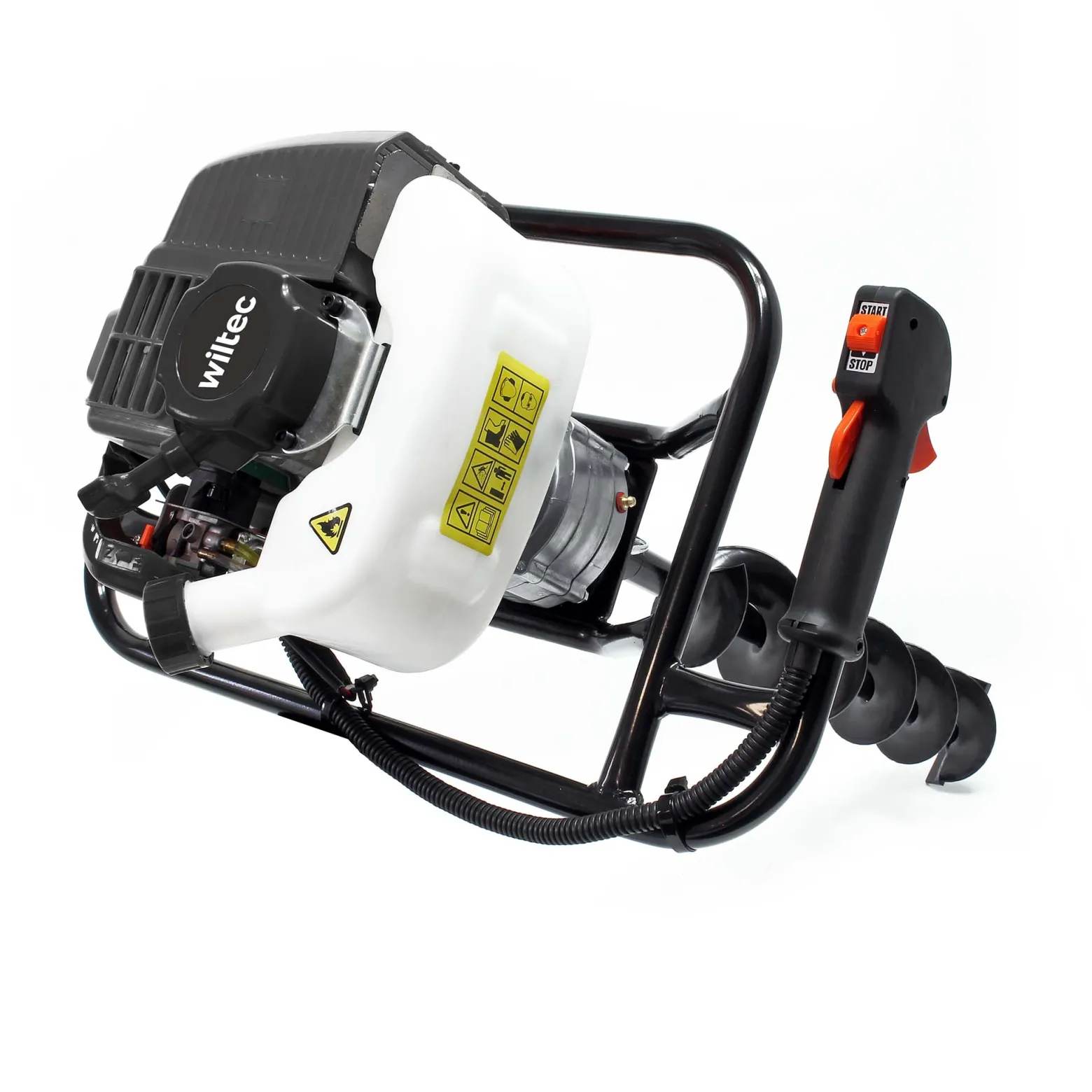 Wiltec Set Erdlochbohrer mit 1,4kW und 52cm³ Benzinmotor, inklusive 250mm und 300mm Bohrschnecken