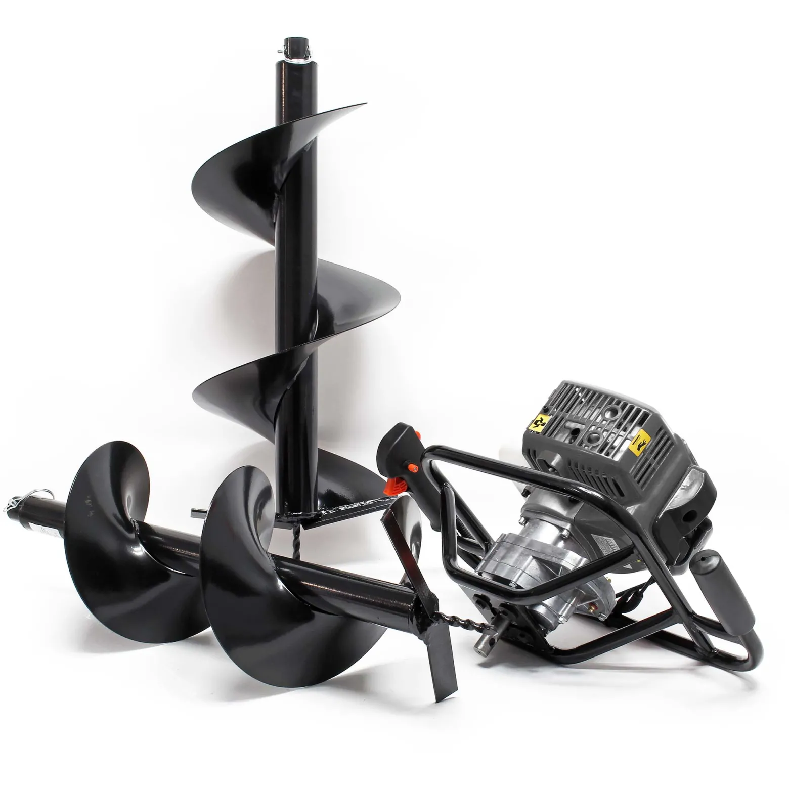 Wiltec Set Erdlochbohrer mit 1,4kW und 52cm³ Benzinmotor, inklusive 250mm und 300mm Bohrschnecken