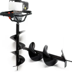 Wiltec Set Erdlochbohrer mit 1,4kW und 52cm³ Benzinmotor, inklusive 250mm und 300mm Bohrschnecken