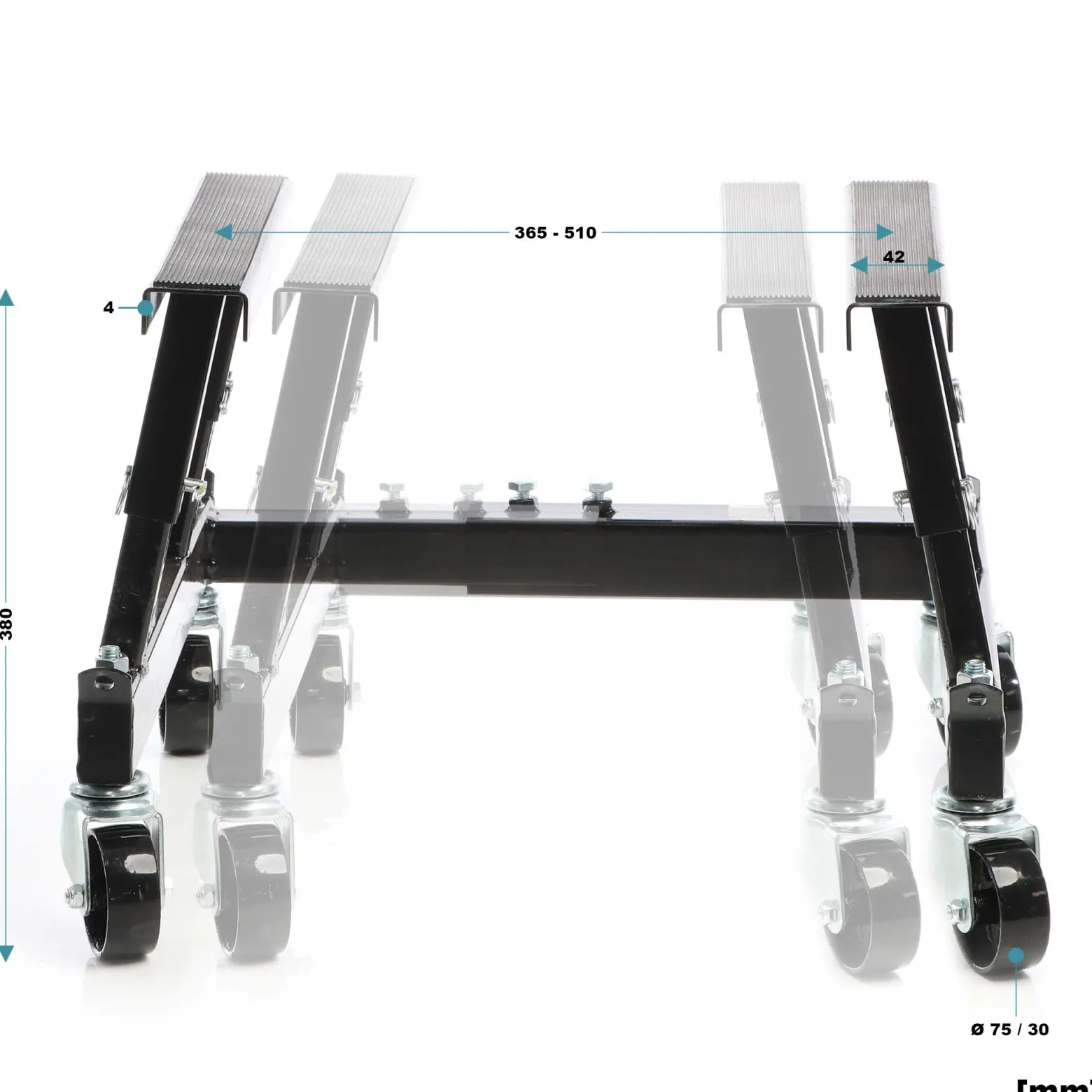 Wiltec Set 680kg ATV Quad Heber – Motorradheber Montagebock Hebebühne + Montageständer mit Rädern für Hebebühne Rollbühne bis 680 kg