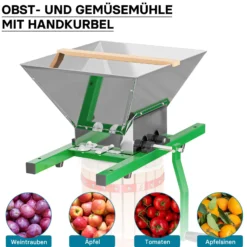 Wiltec Set 18L Obstpresse aus Buchenholz inkl. Presstuch und Obstmühle mit 7L Trichter, Zur Herstellung von Saft Wein und Maische