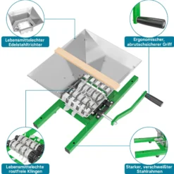 Wiltec Set 18L Obstpresse aus Buchenholz inkl. Presstuch und Obstmühle mit 7L Trichter, Zur Herstellung von Saft Wein und Maische