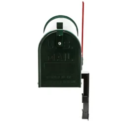 Wiltec Set US Mailbox grün 180 x 220 x 480 mm, amerikanischer Briefkasten mit Fahne, Standbriefkasten Stahl amerikanisches Design mit passender Wandhalterung