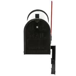 Wiltec Set US Mailbox schwarz 180 x 220 x 480 mm, amerikanischer Briefkasten mit Fahne, Standbriefkasten Stahl amerikanisches Design mit passender Wandhalterung