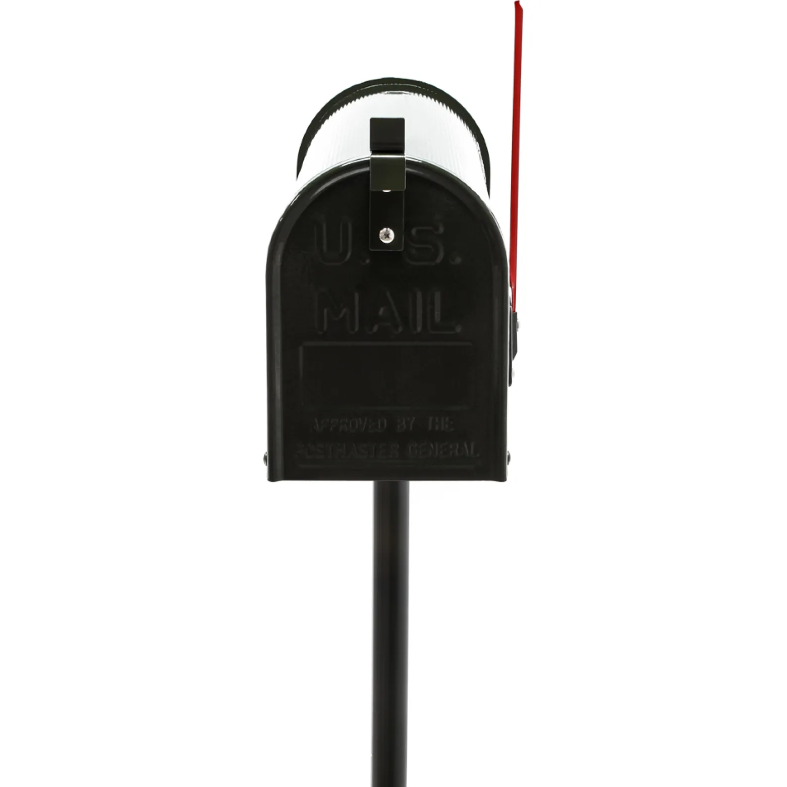 Wiltec Set US Mailbox schwarz 180 x 220 x 480 mm, amerikanischer Briefkasten mit Fahne, Standbriefkasten Stahl amerikanisches Design mit passendem Standfuß