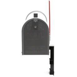 Wiltec Set US Mailbox silbergrau 180 x 220 x 480 mm, amerikanischer Briefkasten mit Fahne, Standbriefkasten Stahl amerikanisches Design mit passender Wandhalterung
