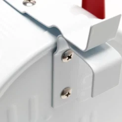 Wiltec Set US Mailbox weiß 180 x 220 x 480 mm, amerikanischer Briefkasten mit Fahne, Standbriefkasten Stahl amerikanisches Design mit passender Wandhalterung