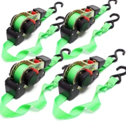 Wiltec Set 4x Automatik Zurrgurt 320 daN Zuglast 3,5m x 25mm PES Spanngurt mit S-Haken selbstaufrollend, ideal für Autotransport