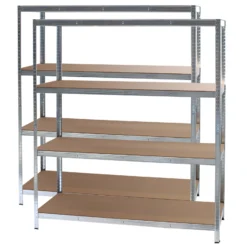 Wiltec Set 2x Schwerlastregal 160x60x180cm, 175kg/Ablage, Steckregal verzinkt aus Stahl, Lastenregal mit 4 Ablagen, Werkstattregal