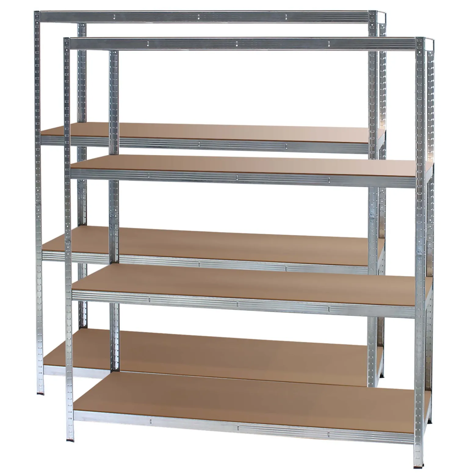 Wiltec Set 2x Schwerlastregal 160x60x180cm, 175kg/Ablage, Steckregal verzinkt aus Stahl, Lastenregal mit 4 Ablagen, Werkstattregal