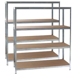 Wiltec Set 2x Schwerlastregal 160x60x180cm, 175kg/Ablage, Steckregal verzinkt aus Stahl, Lastenregal mit 4 Ablagen, Werkstattregal